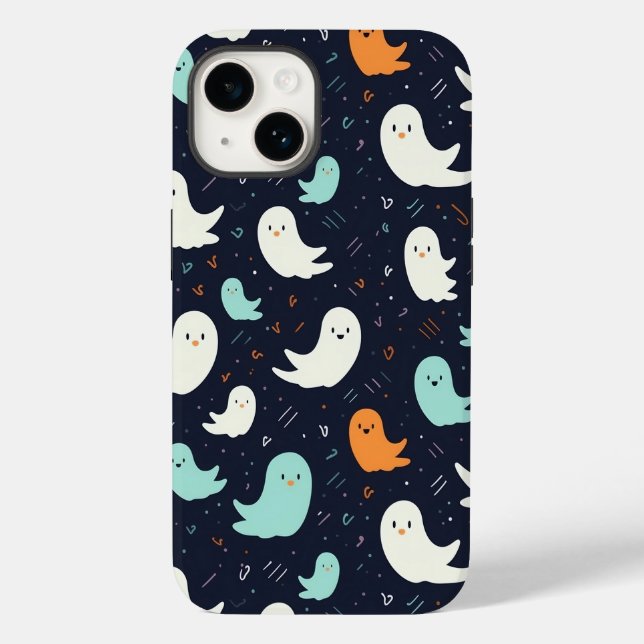 Coques Case-Mate iPhone Motif d'halloween moderne fantôme (Verso)