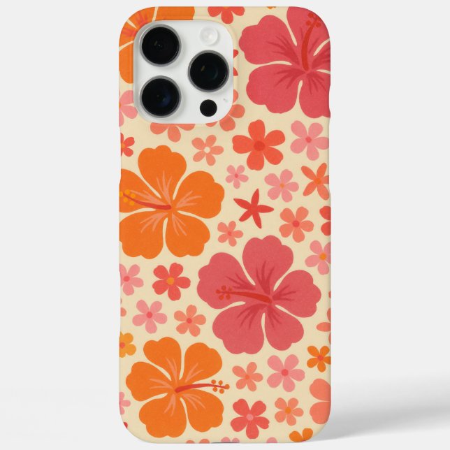 Coques Case-Mate iPhone Motif d'hibiscus hawaïen des années 60 (Verso)