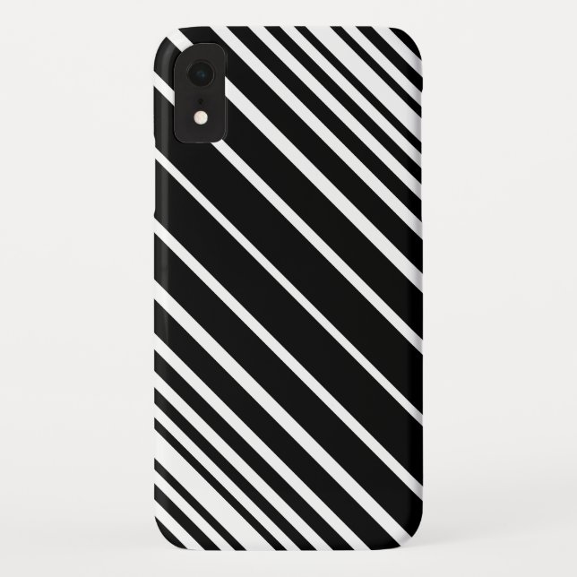 Coques Case-Mate iPhone Motif diagonal noir et blanc élégant de rayures (Dos)