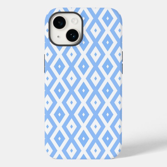 Coques Case-Mate iPhone Motif diamant bleu et blanc (Verso)