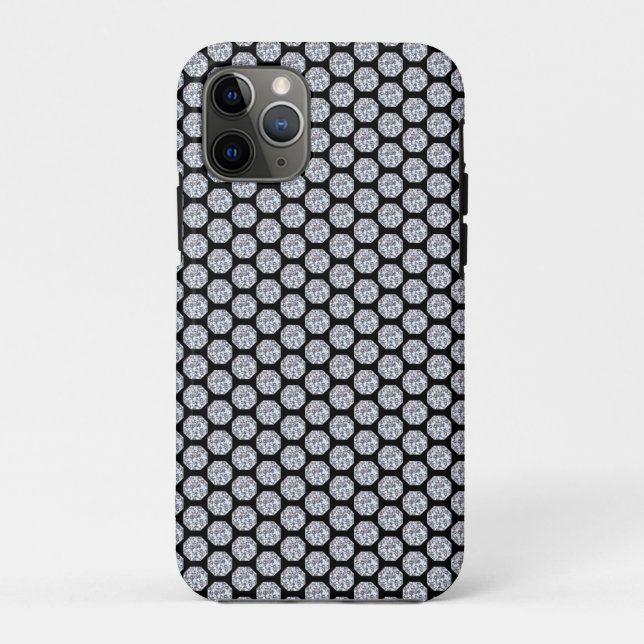 Coques Case-Mate iPhone Motif diamant brillant sur noir (Dos)