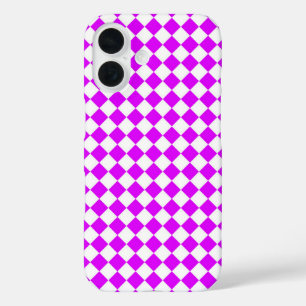 Coque Pour iPhone 16 Motif diamant de Checker blanc violet