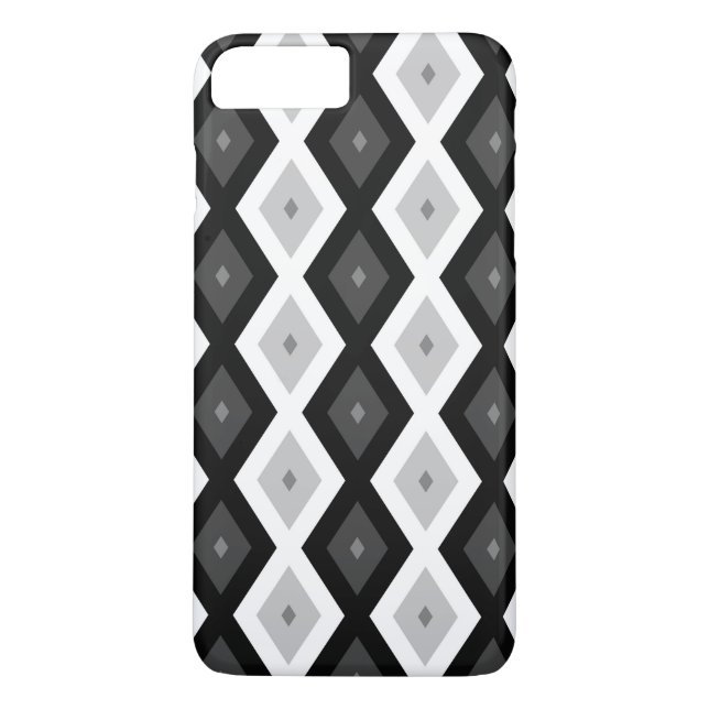Coques Case-Mate iPhone Motif diamant noir, blanc et gris (Dos)