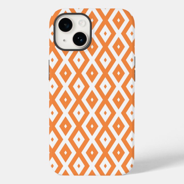 Coques Case-Mate iPhone Motif diamant orange et blanc (Verso)