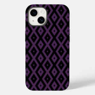 Coque Pour iPhone 14 Motif diamant pourpre foncé et noir