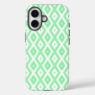Coque Pour iPhone 16 Motif diamant vert et blanc