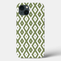 Motif diamant vert et blanc olive Coque-Mate iP