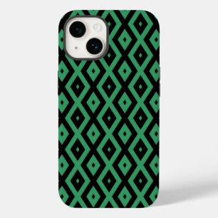 Coque Pour iPhone 14 Motif diamant vert et noir