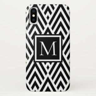 Case-Mate iPhone Case Motif Diamond Flèche de Monogramme Blanc Noir tend