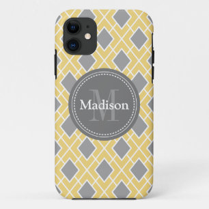 Coque Case-Mate Pour iPhone Motif Diamond Gris Jaune Moderne