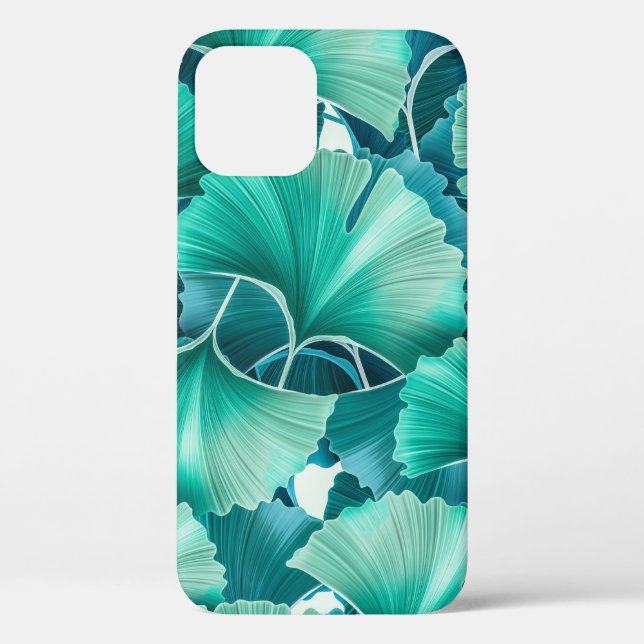 Coques Case-Mate iPhone Motif d'illustration de ginkgo biloba vert (Verso)