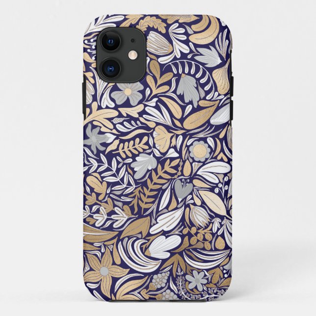 Coques Case-Mate iPhone Motif d'illustration de la feuille florale blanche (Dos)