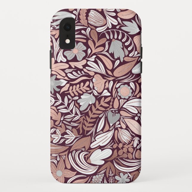 Coques Case-Mate iPhone Motif d'illustrations florales de Bourgogne rose (Dos)