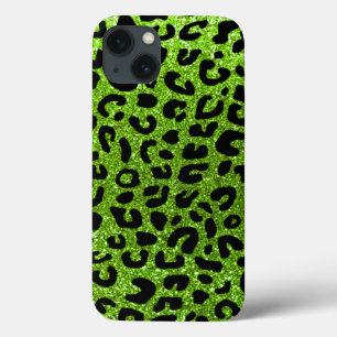 iPhone 13 Case Motif d'impression de guépard vert néon