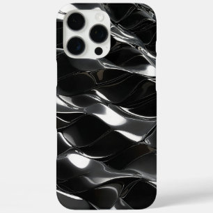 Coques iPhone 16 Pro Max Motif d'onde 3D Futuriste Black Gloss