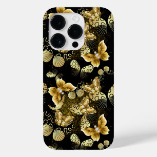 Coque Pour iPhone 14 Pro Motif d'or 16,bw Black BG