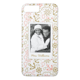 Coques Pour iPhone Motif d'or   d'Ancre votre photo et nom