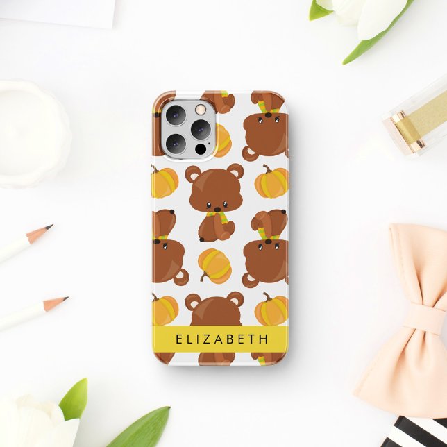Coques Case-Mate iPhone Motif D'Ours, Mignons Ours, Citrouille, Votre Nom (Créateur téléchargé)