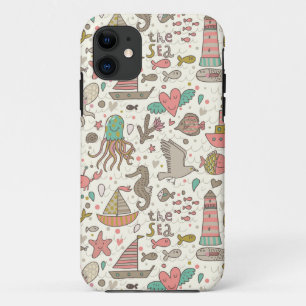 Coque iPhone 11 Motif drôle d'été avec des bateaux