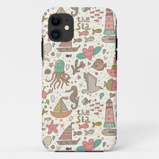Coques Case-Mate iPhone Motif drôle d'été avec des bateaux (Dos)