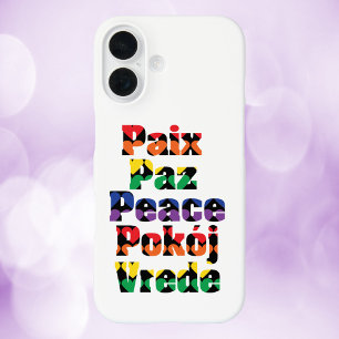Coque Pour iPhone 16 Motif du Coeur de Paix Arc-en-ciel