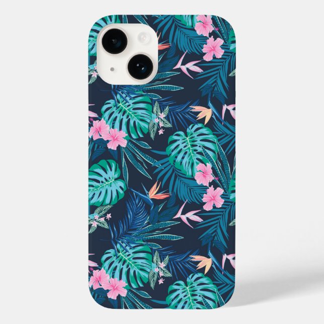 Coques Case-Mate iPhone Motif du Jardin des Fleurs Tropicales Bleues (Verso)