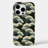 Motif du ventilateur d'inspiration japonaise Turqu