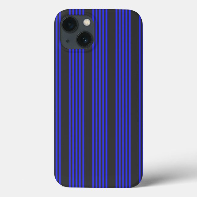Coques Case-Mate iPhone Motif électrique bleu et charbon cinq bandes (Verso)