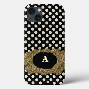 Case-Mate iPhone Case Motif élégant à pois avec un cadre en or luxe