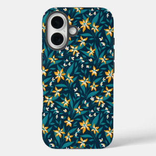 Coque Pour iPhone 16 Motif élégant de fleurs jaunes sur feuilles vert f