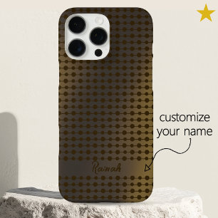 Coques iPhone 16 Pro Max Motif élégant de points et de lignes dorées brilla
