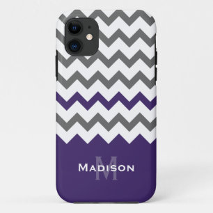 Coque Case-Mate Pour iPhone Motif élégant violet et gris Chevron