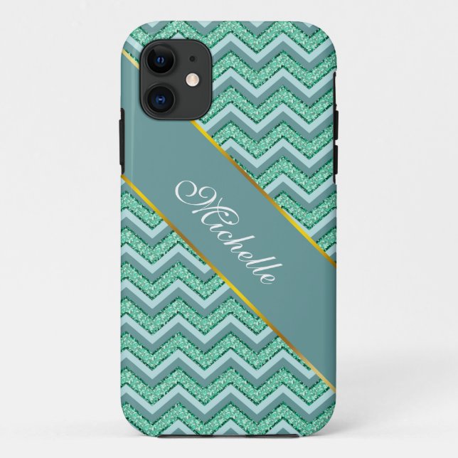 Coques Case-Mate iPhone Motif Emerald Chevron à facettes (Dos)