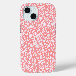 Coque Pour iPhone 15 Motif Empreinte de léopard corail