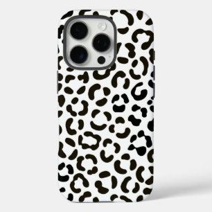 Coques iPhone 16 Pro Motif Empreinte de léopard noir et blanc tendance