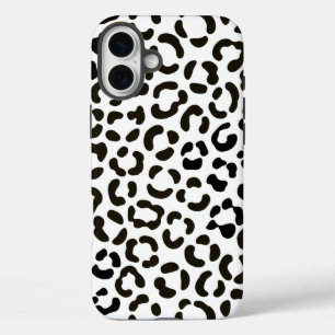 Coques iPhone 16 Plus Motif Empreinte de léopard noir et blanc tendance