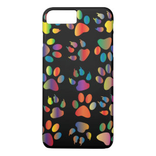 Coques Pour iPhone Motif Empreintes de Patte Colorées (Noir)