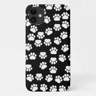 Coque Case-Mate Pour iPhone Motif, Empreintes de pattes, pattes de chien, noir