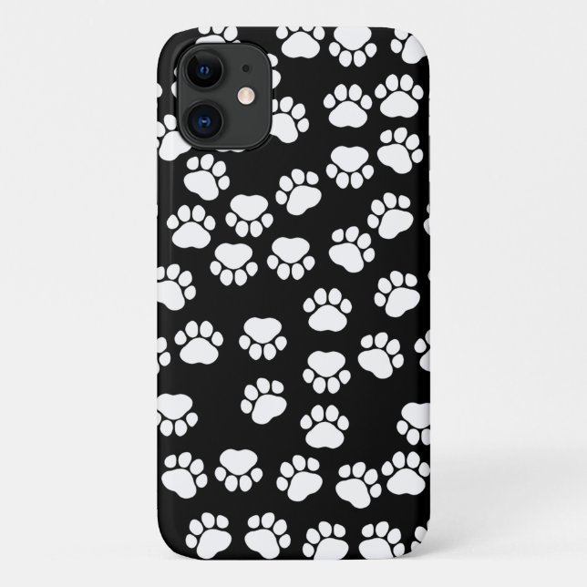 Coques Case-Mate iPhone Motif, Empreintes de pattes, pattes de chien, noir (Dos)