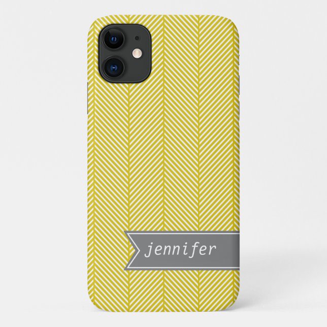 Coques Case-Mate iPhone Motif en arête de poisson jaune {sélectionnez (Dos)