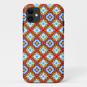 Case-Mate iPhone Case Motif en carreaux orange et bleu rétro