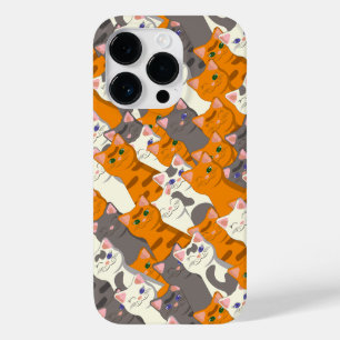 Coque Pour iPhone 14 Pro Motif en diagonale du chat noir blanc gingembre