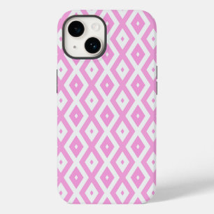 Coque Pour iPhone 14 Motif en diamant rose et blanc