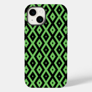Coque Pour iPhone 14 Motif en diamant vert citron et noir