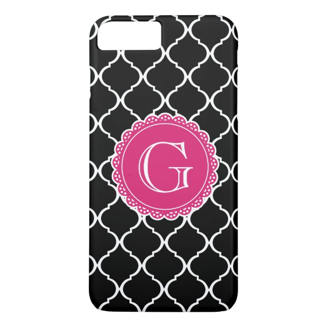 Coques Case-Mate iPhone Motif en latte marocain noir Hot rose (Dos)