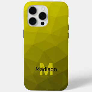 Coque iPhone 15 Pro Max Motif en maille géométrique gris foncé jaune