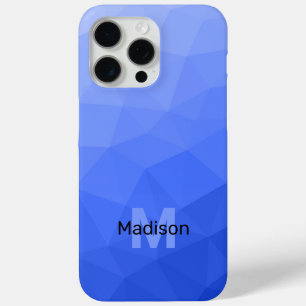 Coque iPhone 15 Pro Max Motif en maille géométrique ombré bleu foncé Monog