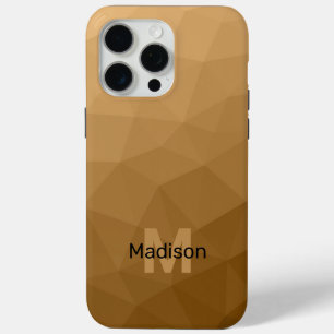 Coque iPhone 15 Pro Max Motif en maille géométrique ombré marron Monogramm