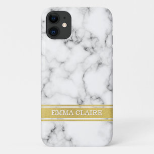 Case-Mate iPhone Case Motif en marbre avec plaque de nom or