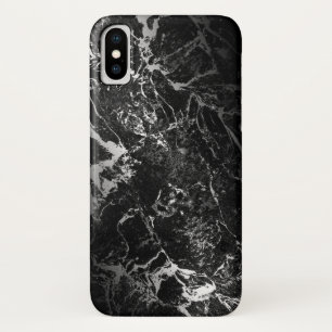 Coque iPhone X motif en marbre noir et blanc